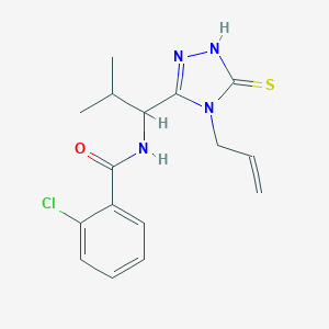molecular formula C16H19ClN4OS B296224 N-[1-(4-allyl-5-sulfanyl-4H-1,2,4-triazol-3-yl)-2-methylpropyl]-2-chlorobenzamide 