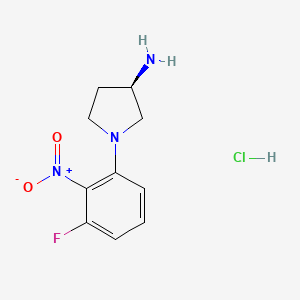 molecular formula C10H13ClFN3O2 B2962242 (R)-1-(3-Fluoro-2-nitrophenyl)pyrrolidin-3-amine hydrochloride CAS No. 1233860-39-3