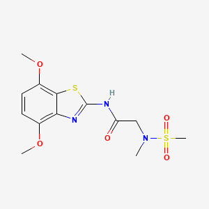 molecular formula C13H17N3O5S2 B2962243 N-(4,7-二甲氧基苯并[d]噻唑-2-基)-2-(N-甲基甲磺酰胺基)乙酰胺 CAS No. 1172819-33-8