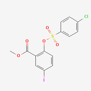 molecular formula C14H10ClIO5S B2962251 2-{[(4-氯苯基)磺酰基]氧基}-5-碘苯甲酸甲酯 CAS No. 297150-23-3