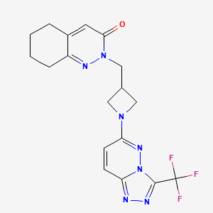 molecular formula C18H18F3N7O B2962253 2-({1-[3-(Trifluoromethyl)-[1,2,4]triazolo[4,3-b]pyridazin-6-yl]azetidin-3-yl}methyl)-2,3,5,6,7,8-hexahydrocinnolin-3-one CAS No. 2200036-27-5