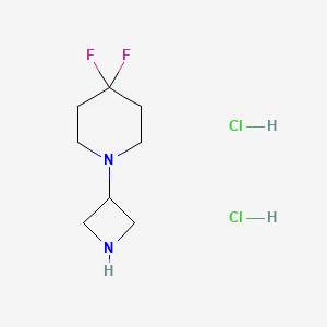 molecular formula C8H16Cl2F2N2 B2962265 1-(氮杂环丁-3-基)-4,4-二氟哌啶；二盐酸盐 CAS No. 2387598-22-1