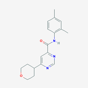 molecular formula C18H21N3O2 B2962269 N-(2,4-Dimethylphenyl)-6-(oxan-4-yl)pyrimidine-4-carboxamide CAS No. 2415556-20-4