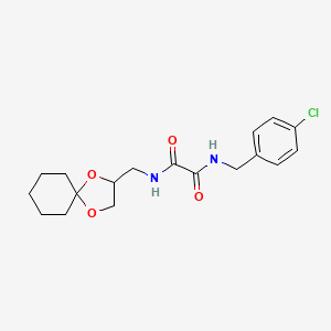 molecular formula C18H23ClN2O4 B2962274 N1-(1,4-dioxaspiro[4.5]decan-2-ylmethyl)-N2-(4-chlorobenzyl)oxalamide CAS No. 900006-62-4