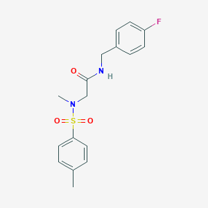 molecular formula C17H19FN2O3S B296228 N-(4-fluorobenzyl)-2-{methyl[(4-methylphenyl)sulfonyl]amino}acetamide 