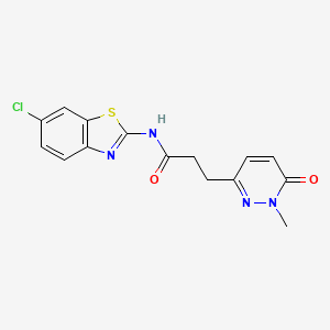 molecular formula C15H13ClN4O2S B2962291 N-(6-chlorobenzo[d]thiazol-2-yl)-3-(1-methyl-6-oxo-1,6-dihydropyridazin-3-yl)propanamide CAS No. 1797727-74-2