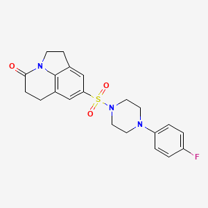 molecular formula C21H22FN3O3S B2962294 8-((4-(4-fluorophenyl)piperazin-1-yl)sulfonyl)-5,6-dihydro-1H-pyrrolo[3,2,1-ij]quinolin-4(2H)-one CAS No. 898419-57-3