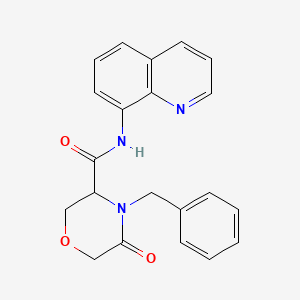 molecular formula C21H19N3O3 B2962300 4-benzyl-5-oxo-N-(quinolin-8-yl)morpholine-3-carboxamide CAS No. 1351585-10-8