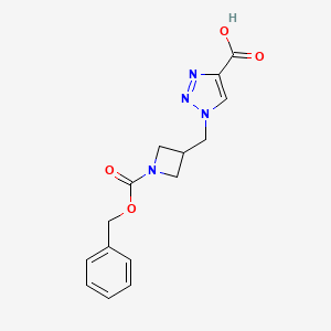 molecular formula C15H16N4O4 B2962309 1-[(1-Phenylmethoxycarbonylazetidin-3-yl)methyl]triazole-4-carboxylic acid CAS No. 2287283-70-7