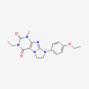 molecular formula C18H21N5O3 B2962321 6-(4-Ethoxyphenyl)-2-ethyl-4-methyl-7,8-dihydropurino[7,8-a]imidazole-1,3-dione CAS No. 893951-99-0