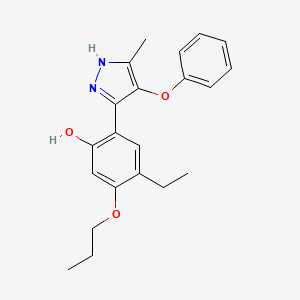 molecular formula C21H24N2O3 B2962325 4-ethyl-2-(5-methyl-4-phenoxy-1H-pyrazol-3-yl)-5-propoxyphenol CAS No. 385401-15-0