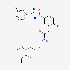 molecular formula C26H26N4O5 B2962326 N-[2-(3,4-dimethoxyphenyl)ethyl]-2-{5-[3-(3-methylphenyl)-1,2,4-oxadiazol-5-yl]-2-oxopyridin-1(2H)-yl}acetamide CAS No. 1326807-57-1