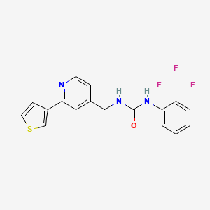 molecular formula C18H14F3N3OS B2962333 1-((2-(Thiophen-3-yl)pyridin-4-yl)methyl)-3-(2-(trifluoromethyl)phenyl)urea CAS No. 2034581-94-5