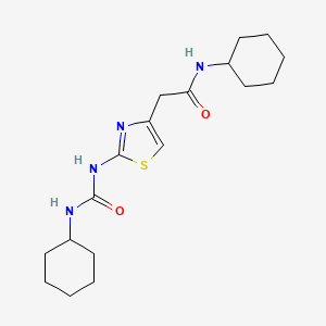 molecular formula C18H28N4O2S B2962336 N-cyclohexyl-2-(2-(3-cyclohexylureido)thiazol-4-yl)acetamide CAS No. 921476-31-5