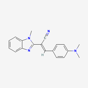 molecular formula C19H18N4 B2962344 (E)-3-(4-(二甲氨基)苯基)-2-(1-甲基-1H-苯并[d]咪唑-2-基)丙烯腈 CAS No. 57319-78-5