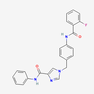 molecular formula C24H19FN4O2 B2962353 1-(4-(2-fluorobenzamido)benzyl)-N-phenyl-1H-imidazole-4-carboxamide CAS No. 1251572-60-7