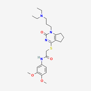 2-((1-(3-(diethylamino)propyl)-2-oxo-2,5,6,7-tetrahydro-1H-cyclopenta[d]pyrimidin-4-yl)thio)-N-(3,4-dimethoxyphenyl)acetamide