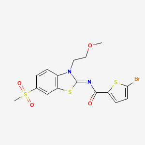 5-bromo-N-[3-(2-methoxyethyl)-6-methylsulfonyl-1,3-benzothiazol-2-ylidene]thiophene-2-carboxamide