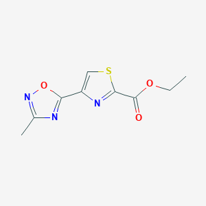 molecular formula C9H9N3O3S B2962362 Ethyl 4-(3-methyl-1,2,4-oxadiazol-5-yl)-1,3-thiazole-2-carboxylate CAS No. 1325306-49-7