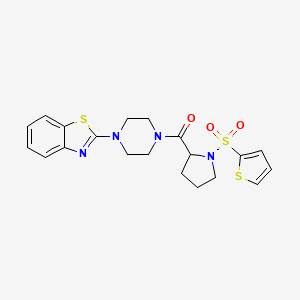 molecular formula C20H22N4O3S3 B2962368 (4-(Benzo[d]thiazol-2-yl)piperazin-1-yl)(1-(thiophen-2-ylsulfonyl)pyrrolidin-2-yl)methanone CAS No. 1096689-91-6