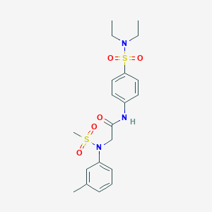molecular formula C20H27N3O5S2 B296237 N-{4-[(diethylamino)sulfonyl]phenyl}-2-[3-methyl(methylsulfonyl)anilino]acetamide 