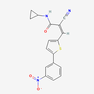 molecular formula C17H13N3O3S B2962371 (Z)-2-氰基-N-环丙基-3-[5-(3-硝基苯基)噻吩-2-基]丙-2-烯酰胺 CAS No. 1356809-75-0