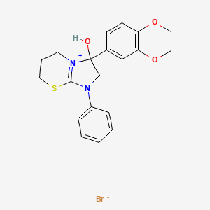 3-(2,3-dihydrobenzo[b][1,4]dioxin-6-yl)-3-hydroxy-1-phenyl-3,5,6,7-tetrahydro-2H-imidazo[2,1-b][1,3]thiazin-1-ium bromide