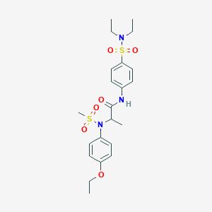 molecular formula C22H31N3O6S2 B296238 N-{4-[(diethylamino)sulfonyl]phenyl}-2-[4-ethoxy(methylsulfonyl)anilino]propanamide 