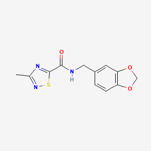 molecular formula C12H11N3O3S B2962384 N-(benzo[d][1,3]dioxol-5-ylmethyl)-3-methyl-1,2,4-thiadiazole-5-carboxamide CAS No. 1448071-30-4
