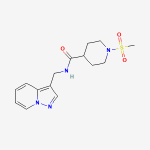 molecular formula C15H20N4O3S B2962386 1-(methylsulfonyl)-N-(pyrazolo[1,5-a]pyridin-3-ylmethyl)piperidine-4-carboxamide CAS No. 1396558-69-2