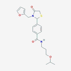 molecular formula C21H26N2O4S B296240 4-[3-(2-furanylmethyl)-4-oxo-2-thiazolidinyl]-N-(3-propan-2-yloxypropyl)benzamide 