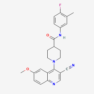 molecular formula C24H23FN4O2 B2962405 1-(3-氰基-6-甲氧基喹啉-4-基)-N-(4-氟-3-甲基苯基)哌啶-4-甲酰胺 CAS No. 1207058-20-5