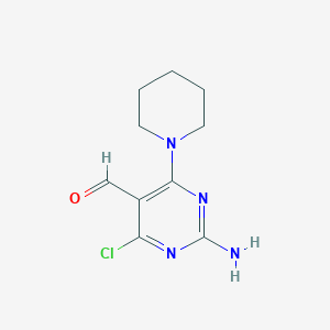 molecular formula C10H13ClN4O B2962411 2-氨基-4-氯-6-(哌啶-1-基)嘧啶-5-甲醛 CAS No. 865660-47-5