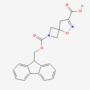 molecular formula C21H18N2O5 B2962412 2-(9H-Fluoren-9-ylmethoxycarbonyl)-5-oxa-2,6-diazaspiro[3.4]oct-6-ene-7-carboxylic acid CAS No. 2140317-10-6