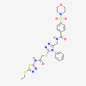 molecular formula C26H28N8O5S4 B2962420 N-((5-((2-((5-(ethylthio)-1,3,4-thiadiazol-2-yl)amino)-2-oxoethyl)thio)-4-phenyl-4H-1,2,4-triazol-3-yl)methyl)-4-(morpholinosulfonyl)benzamide CAS No. 394214-16-5