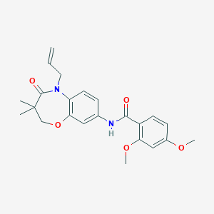 molecular formula C23H26N2O5 B2962421 N-(5-allyl-3,3-dimethyl-4-oxo-2,3,4,5-tetrahydrobenzo[b][1,4]oxazepin-8-yl)-2,4-dimethoxybenzamide CAS No. 921525-11-3