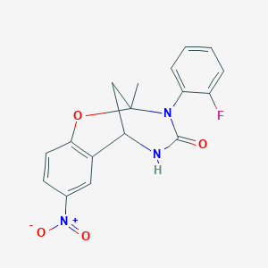3-(2-fluorophenyl)-2-methyl-8-nitro-5,6-dihydro-2H-2,6-methanobenzo[g][1,3,5]oxadiazocin-4(3H)-one