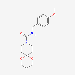 molecular formula C17H24N2O4 B2962425 N-(4-methoxybenzyl)-1,5-dioxa-9-azaspiro[5.5]undecane-9-carboxamide CAS No. 1351633-52-7