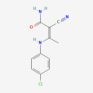 molecular formula C11H10ClN3O B2962426 3-(4-Chloroanilino)-2-cyano-2-butenamide CAS No. 120651-02-7