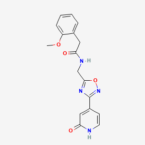 molecular formula C17H16N4O4 B2962428 2-(2-甲氧基苯基)-N-((3-(2-氧代-1,2-二氢吡啶-4-基)-1,2,4-恶二唑-5-基)甲基)乙酰胺 CAS No. 1903308-76-8