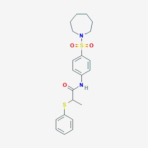 molecular formula C21H26N2O3S2 B296243 N-[4-(1-azepanylsulfonyl)phenyl]-2-(phenylsulfanyl)propanamide 