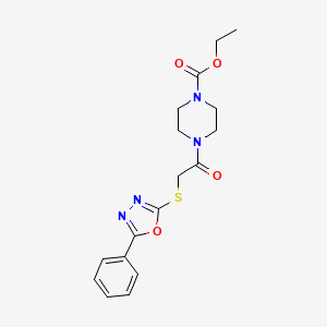 Ethyl 4-(2-((5-phenyl-1,3,4-oxadiazol-2-yl)thio)acetyl)piperazine-1-carboxylate