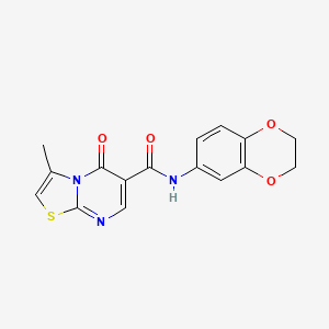 molecular formula C16H13N3O4S B2962431 N-(2,3-dihydrobenzo[b][1,4]dioxin-6-yl)-3-methyl-5-oxo-5H-thiazolo[3,2-a]pyrimidine-6-carboxamide CAS No. 851945-79-4