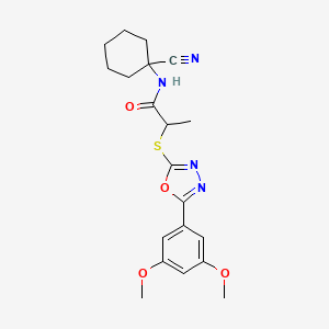 molecular formula C20H24N4O4S B2962438 N-(1-Cyanocyclohexyl)-2-((5-(3,5-dimethoxyphenyl)-1,3,4-oxadiazol-2-yl)thio)propanamide CAS No. 876936-57-1