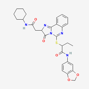 N-(1,3-benzodioxol-5-yl)-2-[[2-[2-(cyclohexylamino)-2-oxoethyl]-3-oxo-2H-imidazo[1,2-c]quinazolin-5-yl]sulfanyl]butanamide