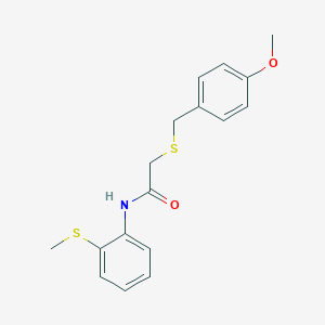 molecular formula C17H19NO2S2 B296245 2-[(4-methoxybenzyl)sulfanyl]-N-[2-(methylsulfanyl)phenyl]acetamide 