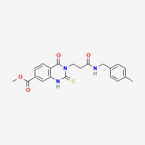 Methyl 3-(3-((4-methylbenzyl)amino)-3-oxopropyl)-4-oxo-2-thioxo-1,2,3,4-tetrahydroquinazoline-7-carboxylate