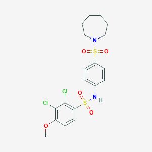 molecular formula C19H22Cl2N2O5S2 B296246 N-[4-(azepan-1-ylsulfonyl)phenyl]-2,3-dichloro-4-methoxybenzenesulfonamide 