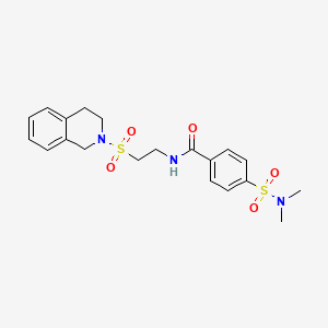 molecular formula C20H25N3O5S2 B2962475 N-[2-(3,4-dihydroisoquinolin-2(1H)-ylsulfonyl)ethyl]-4-[(dimethylamino)sulfonyl]benzamide CAS No. 923179-21-9