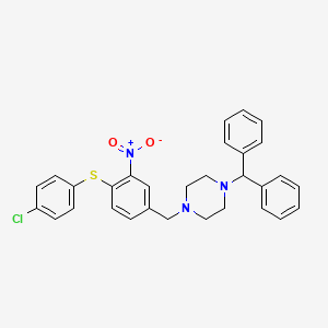 molecular formula C30H28ClN3O2S B2962479 1-Benzhydryl-4-{4-[(4-chlorophenyl)sulfanyl]-3-nitrobenzyl}piperazine CAS No. 477869-46-8